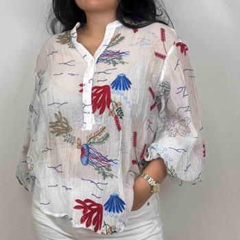 Blus med ballongärm