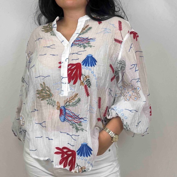 Blus med ballongärm