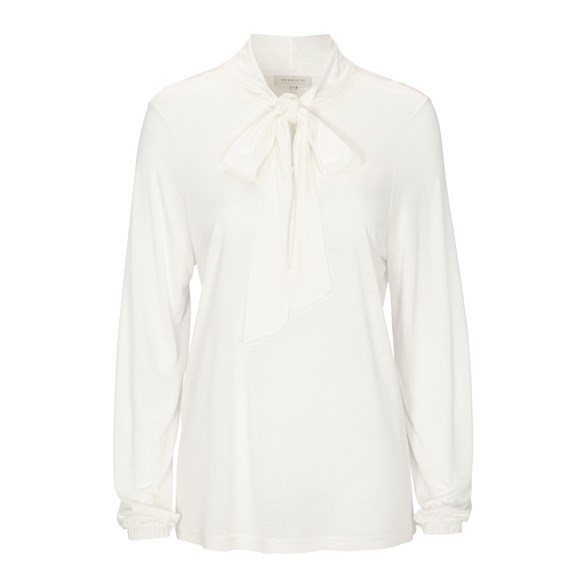 Newhouse Tie Collar Top Offwhite