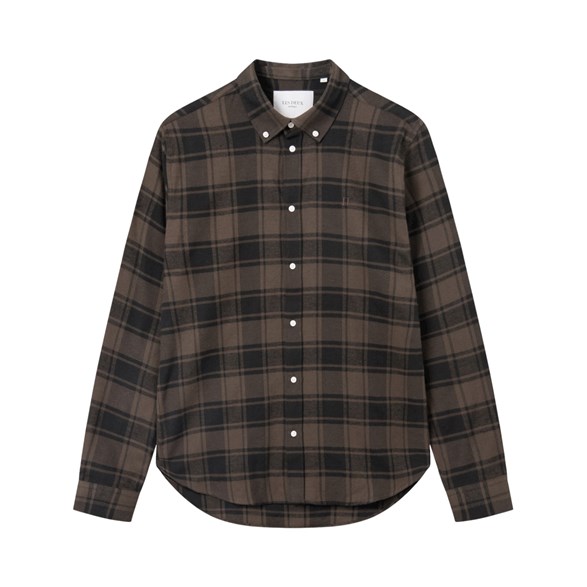 Les Deux Kristian Check Flannel Shirt Black/Brown