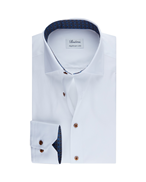 Stenströms White Contrast Oxford Slimline Shirt