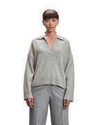 Davida Chunky Open Collar Sweater Light Grey