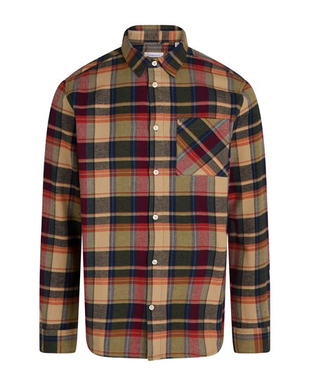 KnowledgeCotton Apparel Light Flannel Checkered Relaxed Fit Shirt