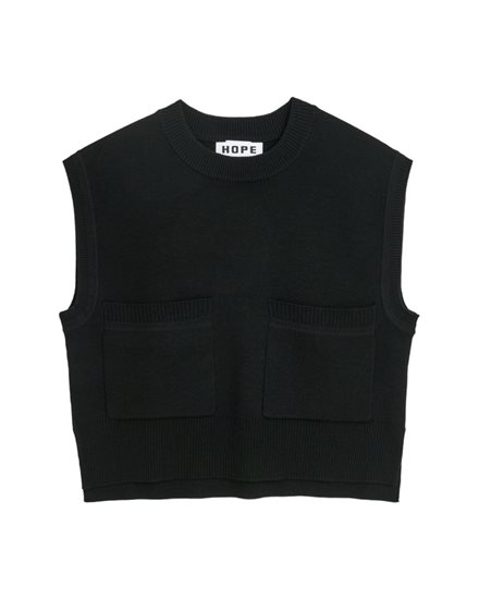 Hope Pocket Vest Merino Knit Black