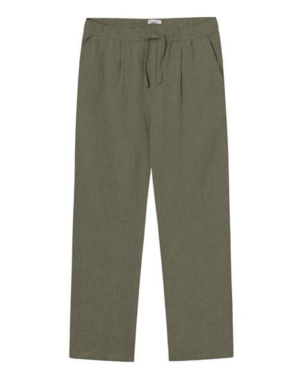 KnowledgeCotton Apparel Loose Linen Pants Burned Olive