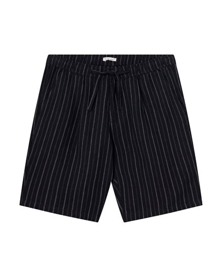 KnowledgeCotton Apparel Loose Striped Shorts Navy