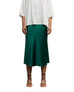 Ahlvar Gallery Hana Satin Skirt Emerald Green