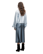 Ahlvar Gallery Hana Satin Skirt Steel Blue