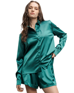 Ahlvar Gallery Aly Satin Shirt Emerald Green