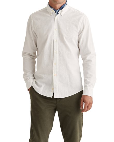 Morris Seersucker Bd Shirt White