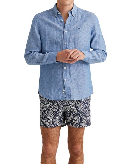 Morris Douglas Linen Shirt Blue