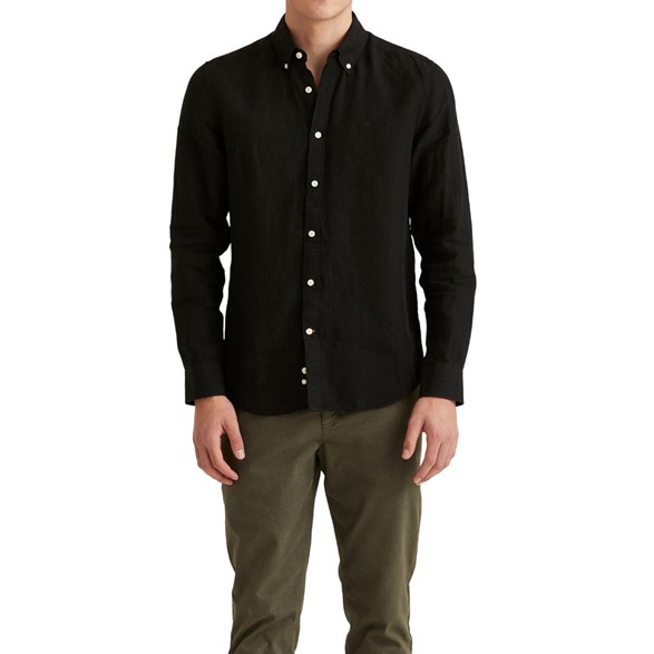 Morris Douglas Linen Shirt Black