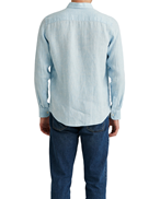 Morris Douglas Linen Herringbone Shirt Blue