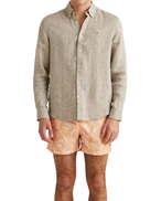 Morris Douglas Linen Herringbone Shirt Olive