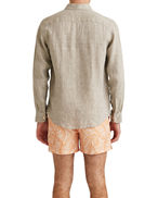 Morris Douglas Linen Herringbone Shirt Olive