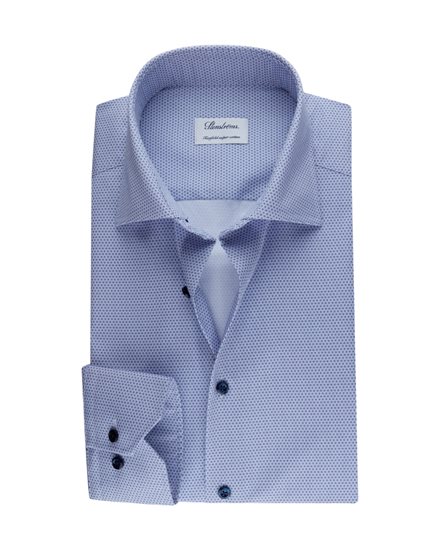 Stenströms Pattern Twill Shirt Slimline Light Blue