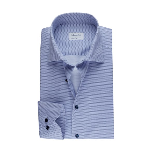 Stenströms Pattern Twill Shirt Slimline Light Blue