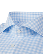 Stenströms Checked Shirt Light Blue Fitted Body