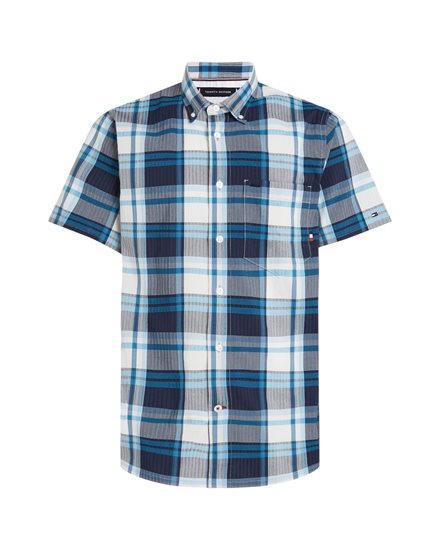Tommy Hilfiger Air Cotton Bold Check Shirt Blue Coast