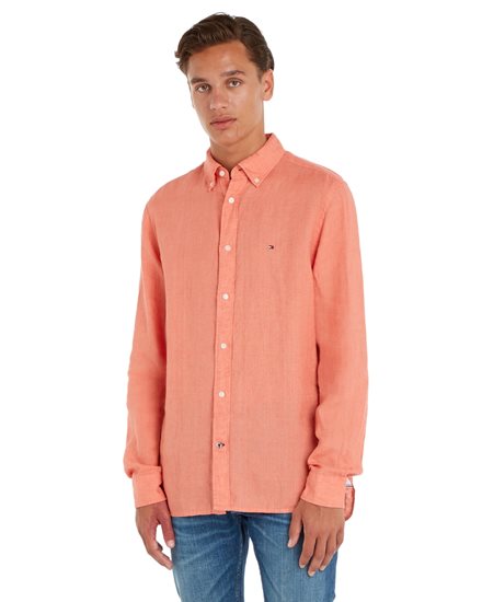 Tommy Hilfiger Pigment Dyed Linen Shirt Longsleeve Peach
