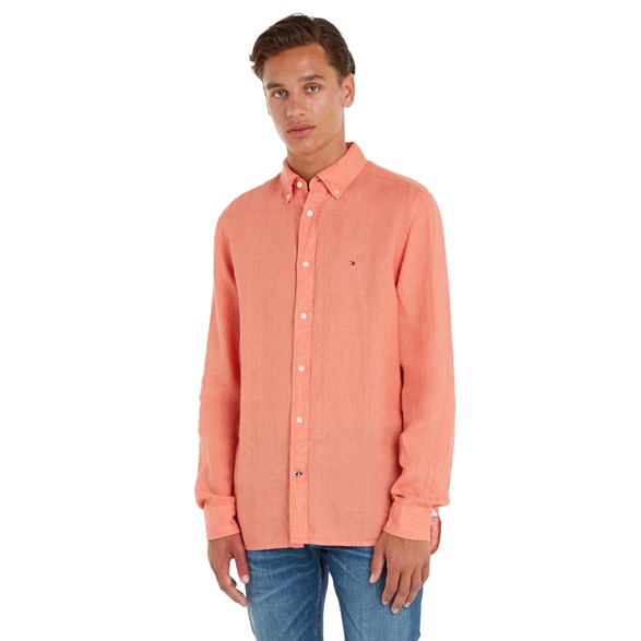 Tommy Hilfiger Pigment Dyed Linen Shirt Longsleeve Peach