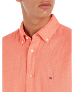 Tommy Hilfiger Pigment Dyed Linen Shirt Shortsleeve Peach