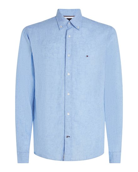 Tommy Hilfiger Pigment Dyed Linen Solid Shirt Vessel Blue