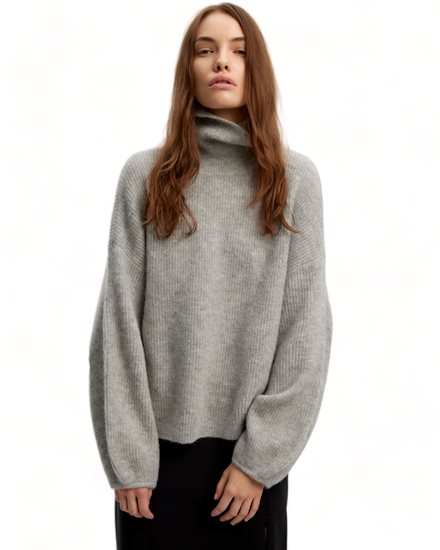 Gestuz Alpha Ls Rollneck Lt Grey Melange
