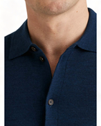 Morris Merino Knitted Shirt Navy