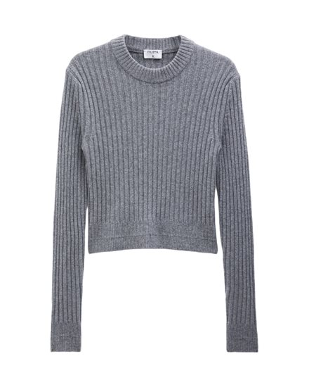 Filippa K Wool Rib Sweater Mid Grey Melange