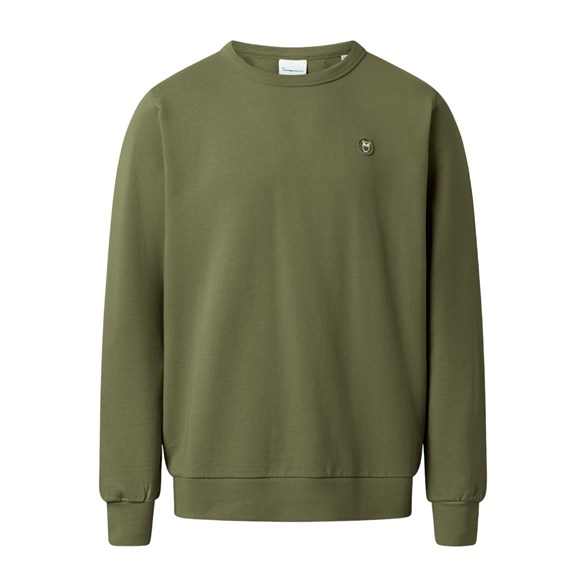 KnowledgeCotton Apparel Badge Sweatshirt Dark Olive