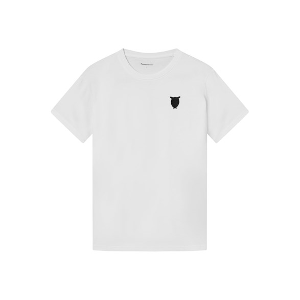 KnowledgeCotton Apparel Owl Chest Embroidery T-Shirt Bright White
