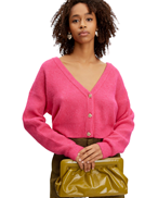 Gestuz Alpha Cropped Cardigan Pink Peacock Melange