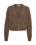 Gestuz Alpha Cropped Cardigan Dark Sand Melange