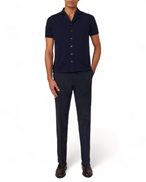 Oscar Jacobson Denz Turn Up Trousers Navy