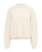 Gestuz Safigz Cable Pullover Egret