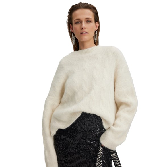 Gestuz Safigz Cable Pullover Egret