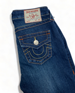 True Religion Becca Mid Rise Boot Cut Flap Jeans M Waters