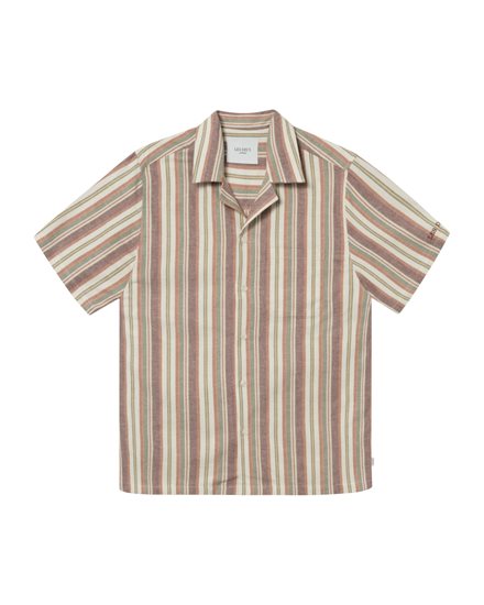 Les Deux Lawson Stripe Shirt Burnt Red/Ivory
