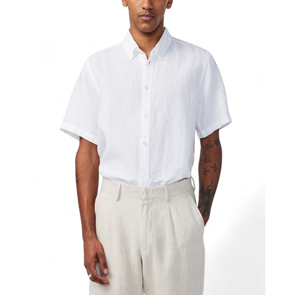 NN07 Arne Shortsleeve Linen Shirt White