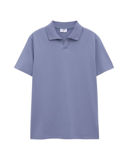 Filippa K Stretch Cotton Polo T-Shirt Grey Blue