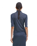 Filippa K Mock Neck Frill Top Dawn Blue