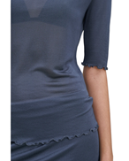 Filippa K Mock Neck Frill Top Dawn Blue