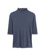 Filippa K Mock Neck Frill Top Dawn Blue