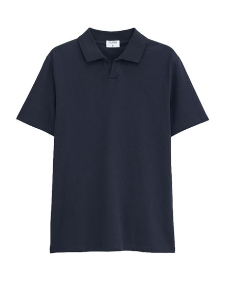 Filippa K Stretch Cotton Polo T-Shirt Navy