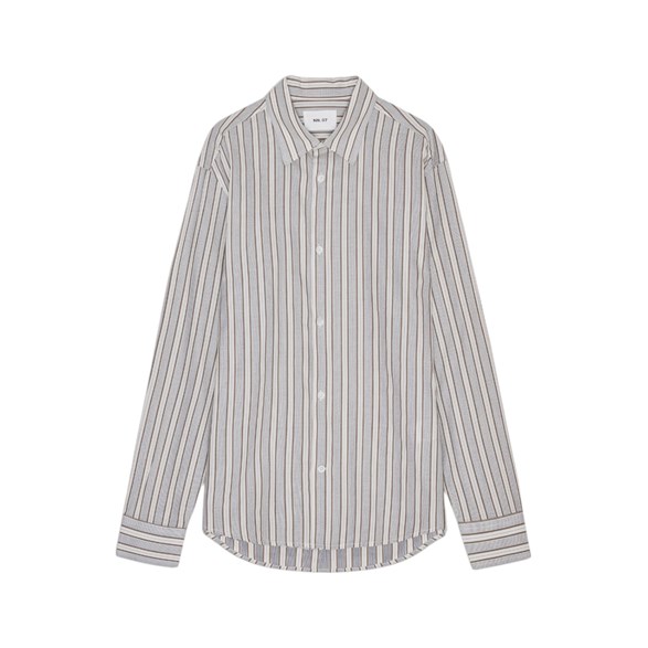 NN07 Freddy No Pkt Shirt Brown Stripe