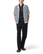 NN07 Henry SS Shirt Navy Stripe