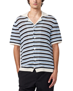 NN07 Henry SS Shirt Navy Stripe