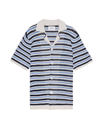 NN07 Henry SS Shirt Navy Stripe