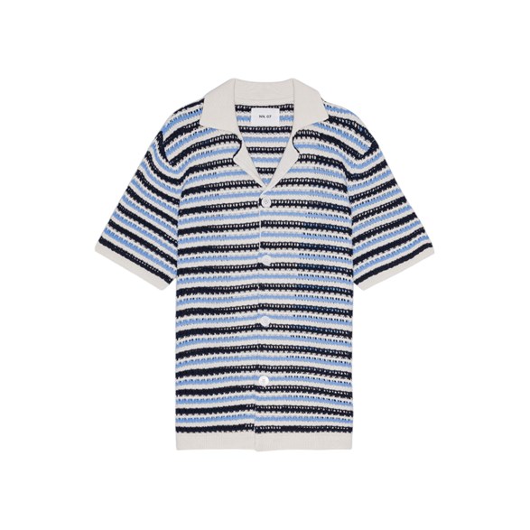 NN07 Henry SS Shirt Navy Stripe